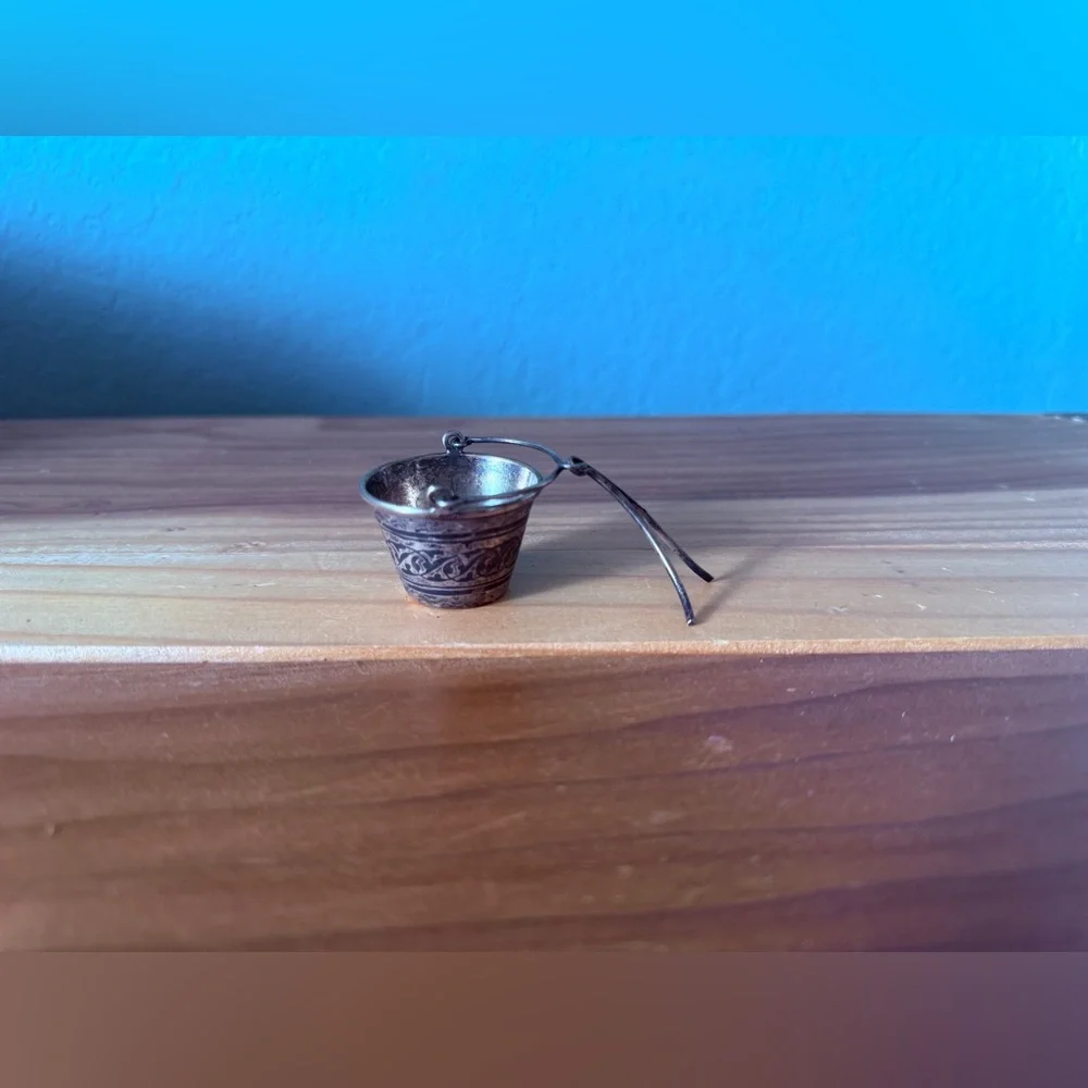 Silver Tea Spout Strainer Bucket, 875 Silver Hallmark, Soviet Era